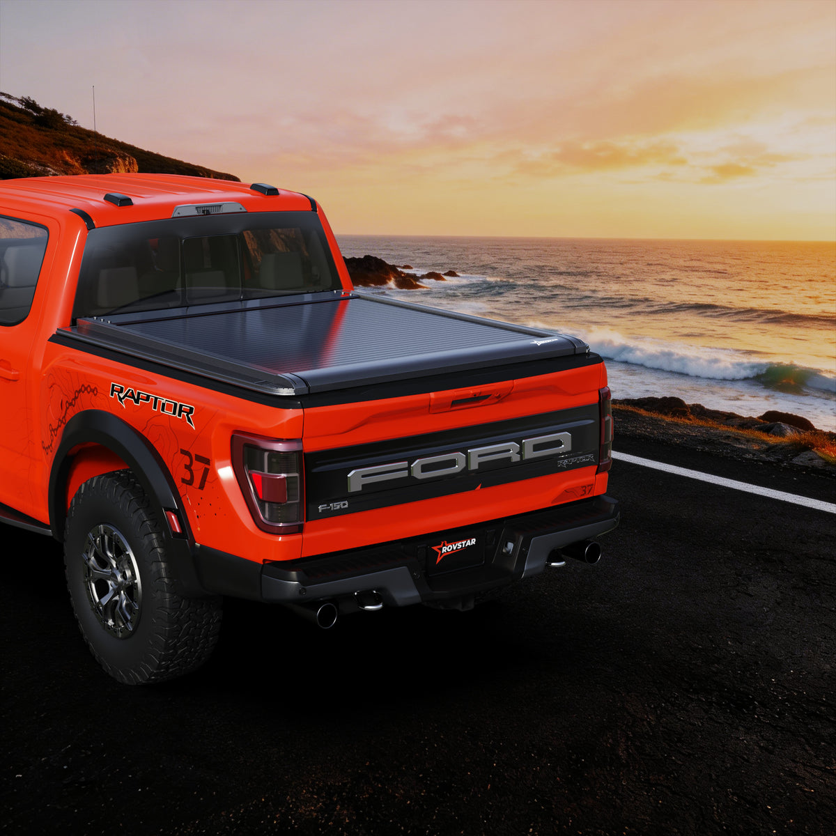 2009-2026 Ford F-150 5.5ft Bed Electric Retractable Tonneau Cover, All-Aluminum, No-Drill Install | ROVSTAR Power Glide